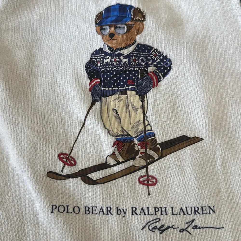 Ralph Lauren Polo Bear Fleece Coverall 6M Blue & White